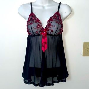 Black Babydoll Lace Lingerie Slip